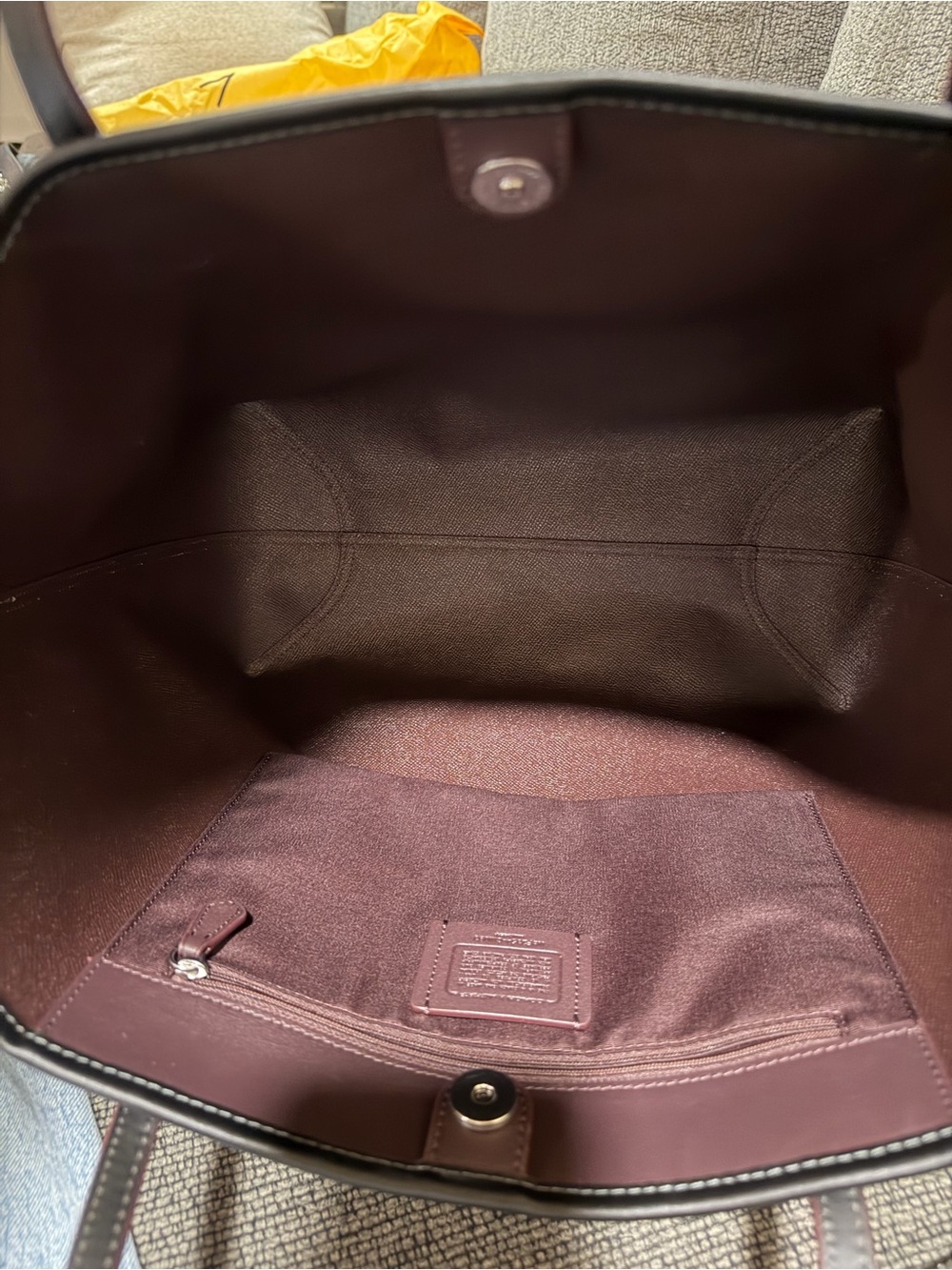 Coach Brown Multicolor Logo Tote with Leather Handles NWOT - Picture 3 of 5